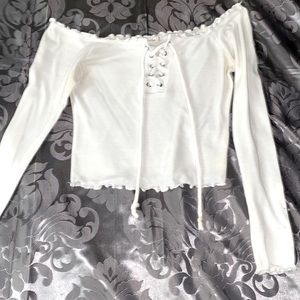 white off shoulder crop top